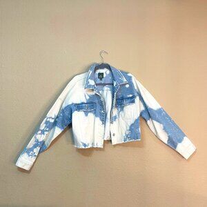 Wild Fable Bleach-Dyed Cropped Denim Jacket – Size M –  Like New